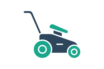 Lawn mower icon. solid icon style. icon related to gardening. gardening tools elements vector illustration
