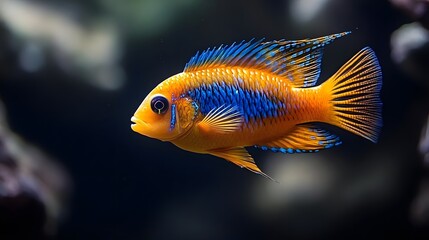 Naklejka premium Vibrant Orange and Blue Aquarium Fish