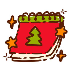 Hand-drawn Christmas Calendar icon illustration