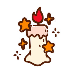 Hand-drawn Candle with Stars icon illustration