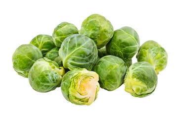 Fototapeta premium Group of Brussel Sprouts isolated png on a transparent background