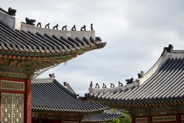 Seoul, South Korea - September 23, 2024: Gyeongbokgung the first main palace built to move the capital to Seoul, 경복궁 서울 한국