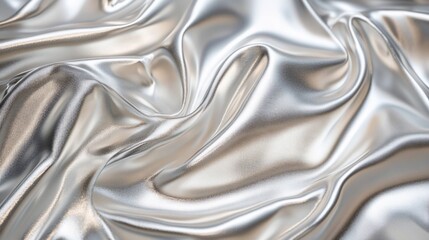 Obraz premium Luxurious silver satin fabric with soft folds and elegant drapes.