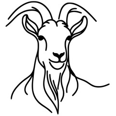 One line art male goat portrait silhouette
