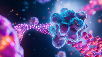 Obraz premium CRISPR Cas9 Protein Interacting with DNA Close Up
