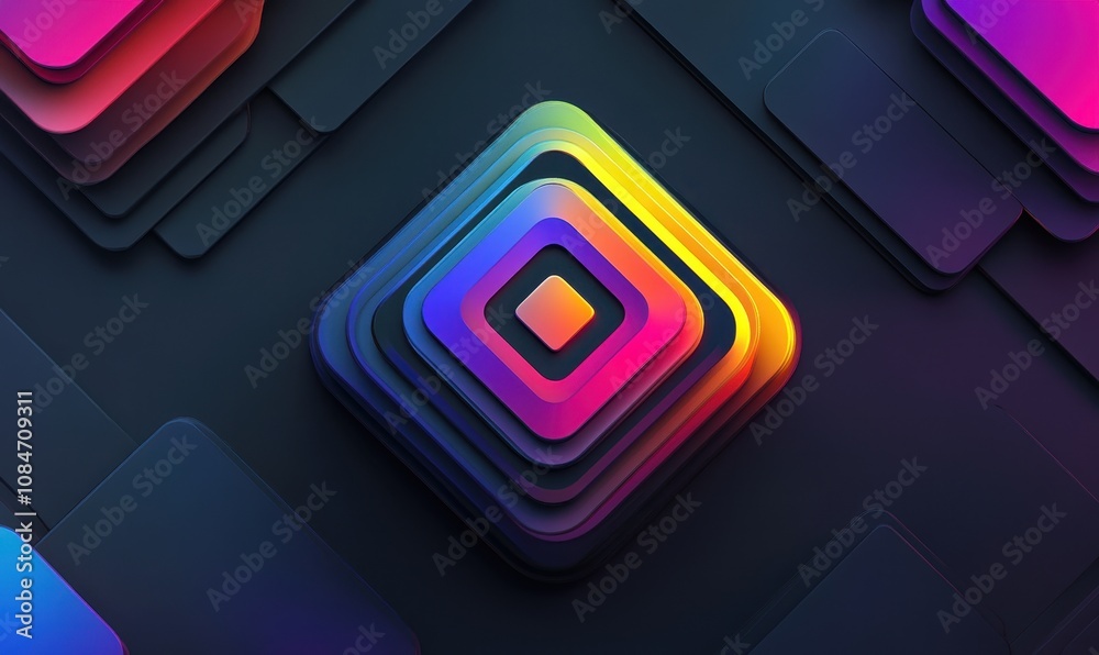 Fototapete logo showcasing a dynamic button design with smooth lines and geometric motifs in vibrant colors, re