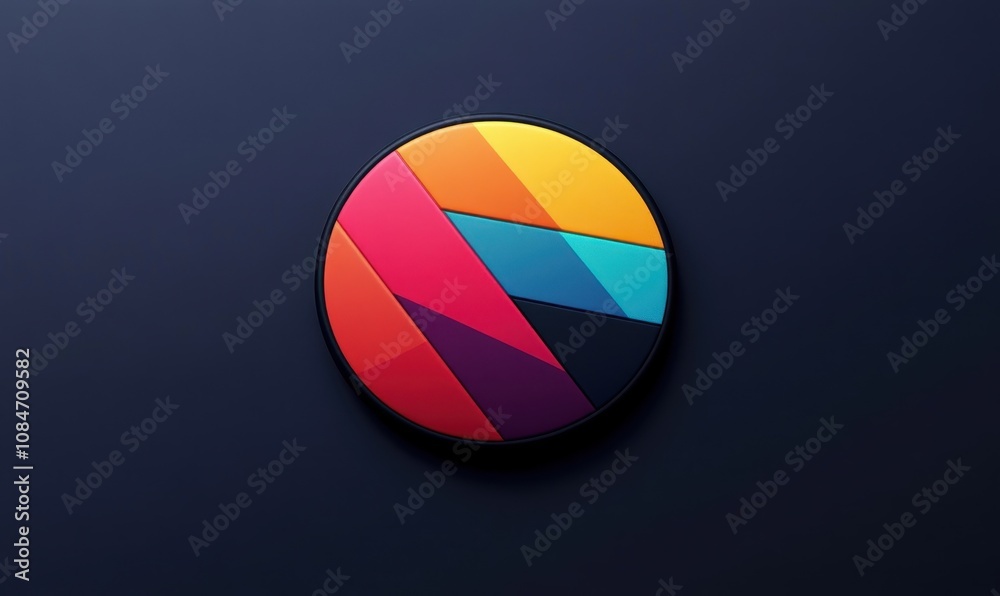 Fototapete logo showcasing a dynamic button design with streamlined lines and vibrant geometric patterns representing action and interactivity.