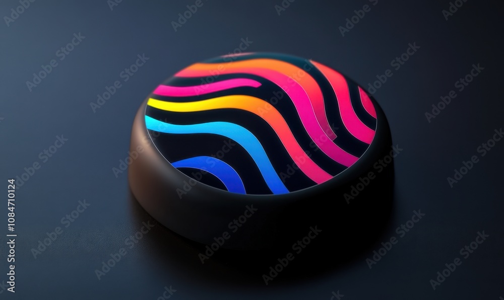 Fototapete logo showcasing a dynamic button design with streamlined lines and vibrant geometric patterns repres
