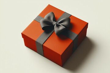 Wrapped red gift box with a gray ribbon, perfect for a Father’s Day gift