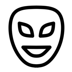 Simple line icon of a smile mask in black