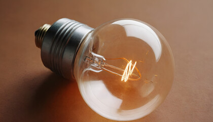 orange light bulb laying on a white background