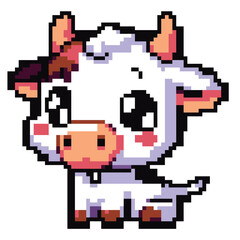 Pixel art cute Kawaii cow