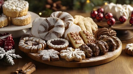 A selection of festive Christmas cookies stollen
