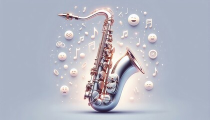 Elegant Saxophone in Jazz Essence with Emojis