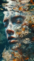 Dive into the subconscious with a mesmerizing digital artwork featuring intricate underwater details, capturing psychological complexities with innovative lighting effects