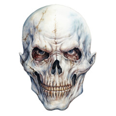 Obraz premium Watercolor Painting of a Gnarled, Menacing Skull with Intricate Detail