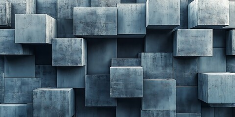 Abstract background of many grey concrete cubes.