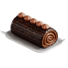 Chocolate Yule Log Cake with Frosting