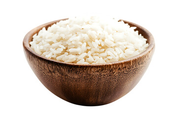 Rice in white bowl isolated png on a transparent background