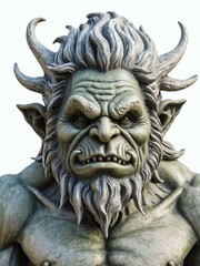 troll marble statue isolated on white background