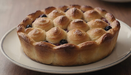croissant bread pudding on a plate