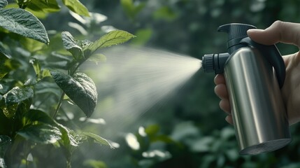 Protecting harvests, portrait of farmer spraying pesticide on crops, importance of crop protection, agricultural practices, pest management to ensure a healthy and bountiful harvest.