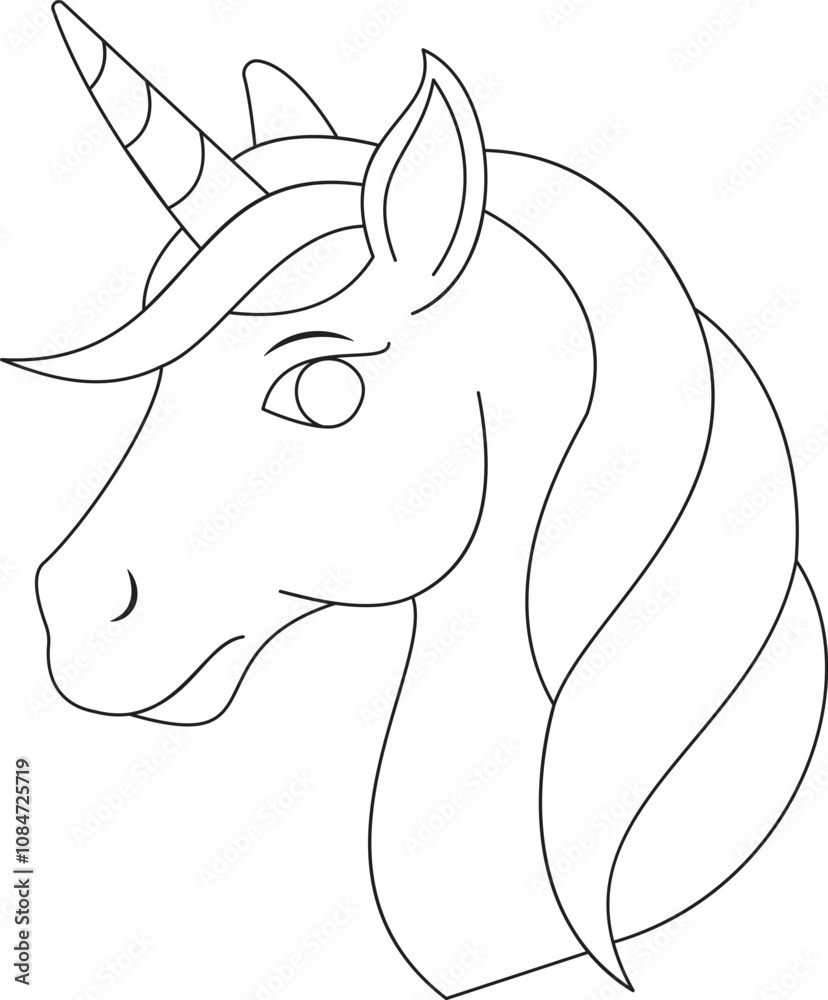 Fototapete uninterrupted unicorn head line. single line sketch of a unicorn with a wish for a magical time. ele