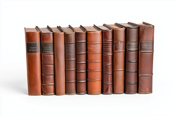 Old Books with Leather Covers Isolated on White Background
