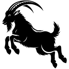 Silhouette of a goat jumping