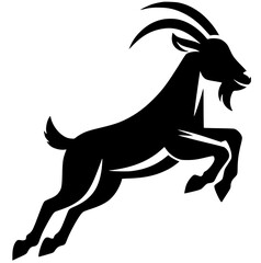 Silhouette of a goat jumping
