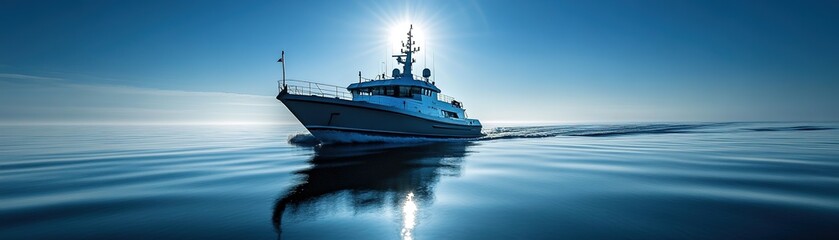 Calm seas encounter with a research vessel oceanic waters photography serene environment aerial view maritime exploration