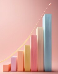 Pastel-colored bar graph showing upward growth trend.