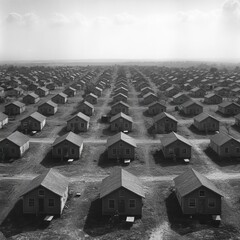 Obraz premium Mass housing development suburban area aerial view monochrome landscape urban planning concept
