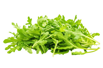 Sweet rucola salad or rocket lettuce leaves isolated on a white background