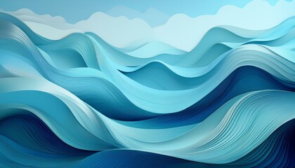 Fototapeta premium Abstract ocean waves in shades of blue, creating a calming and serene mood. The layered design evokes a sense of depth and movement.