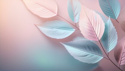 Pastel-colored leaves in a soft, dreamy setting. Delicate and serene, these leaves evoke a sense of calm and tranquility.