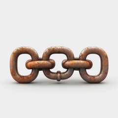 Fototapeta premium A close-up of a rusty metal chain, showcasing its texture and character, This image can be used in themes of bondage, connectivity, strength, or industrial design,