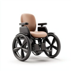 Fototapeta premium This image features a modern wheelchair with a sleek design, showcasing comfort and accessibility, Ideal for healthcare, rehabilitation centers, or promoting inclusivity in marketing materials,