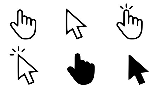 Computer mouse click cursor gray arrow icons set and loading icons. Cursor icon. Vector illustration. Mouse click cursor collection.