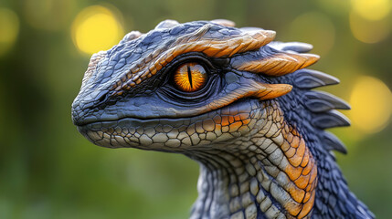 Fototapeta premium Dragon Portrait Illustration with Yellow Eye