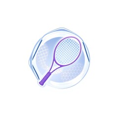 3D Tennis Icon with Morphing, Shimmering Shapes for Enchanting Transparent Overlay Design, High-Resolution White Background