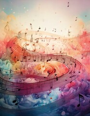 A background or wallpaper on a musical notation theme