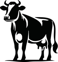 Cow Logo. Cow farm product logo design vector. Vintage Cattle Angus Beef logo