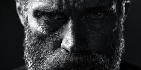 Intense Bearded Man with Furrowed Brow