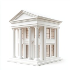 Fototapeta premium A classical-style building with white columns and large windows, suitable for architecture, real estate marketing, or educational materials about historical design elements,