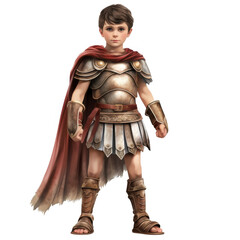 Obraz premium Young Boy Dressed in Roman Centurion Armor and Red Cape