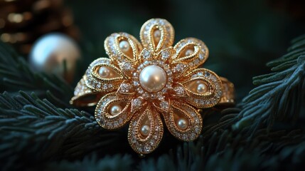 Christmas bauble jewelry ribbon pearl.