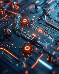 Fototapeta premium This concept image depicts a quantum chip. It illustrates what quantum technology might look like.