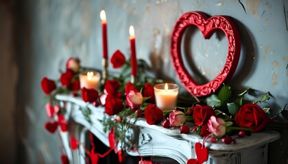 Romantic valentine's day decor cozy home still life photography intimate setting close-up view love and affection concept