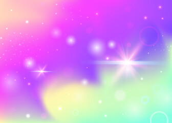 Unicorn Gradient. Purple Rainbow Pattern. Girl Background. Iridescent Cosmic Effect. Pink Magical Hologram. Lilac Pastel Invitation. Kawaii Backdrop. Stars Unicorn Gradient.